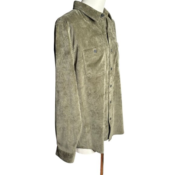 Weatherproof Vintage Corduroy Button Up Shirt Large Green Soft Microfiber Pocket - Picture 6 of 9